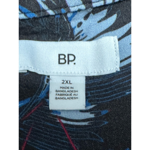 BP. Collared Shirt Button-Up Leaves Pattern Short Sleeve Multicolor M 2XL NWOT - Picture 7 of 8